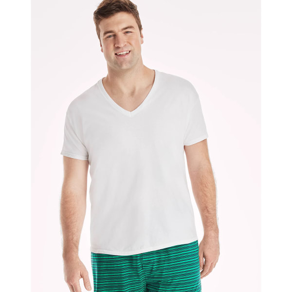  Hanes Mens 7-Pack Comfortsoft Tagless V-Neck T-Shirt