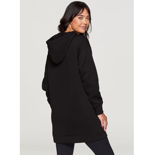 Basic Black Zip Through Longline Tunic Hoodie