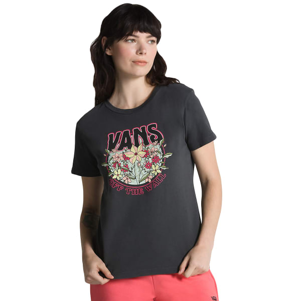 VANS Juniors' Rock Flowers Pigmented Wash Short-Sleeve Tee