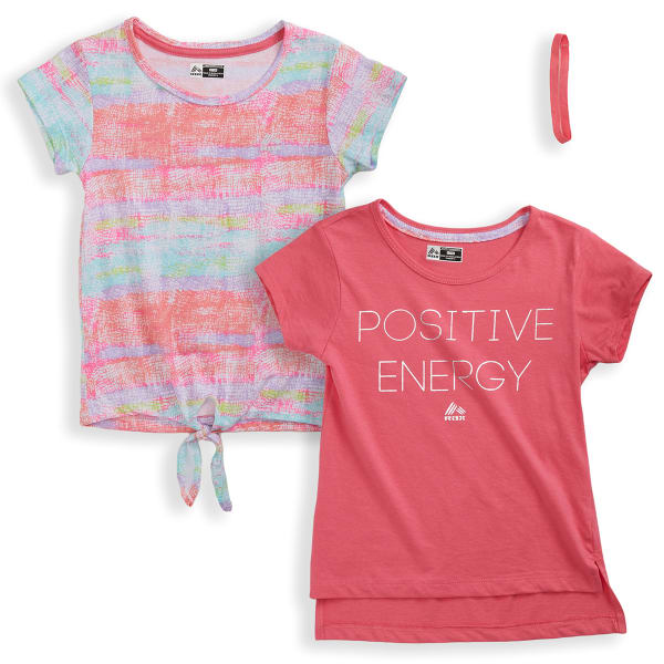 RBX Girls' Short-Sleeve Tees w/ Headband, 2 Pack