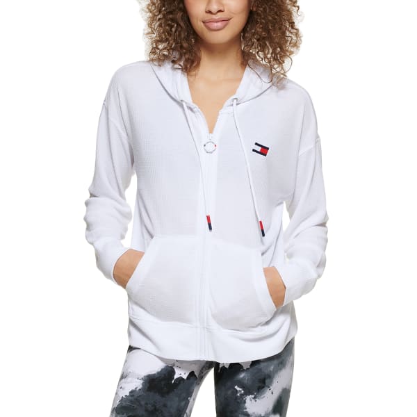 TOMMY HILFIGER Women's Long Sleeve Waffle Full-Zip Hoody