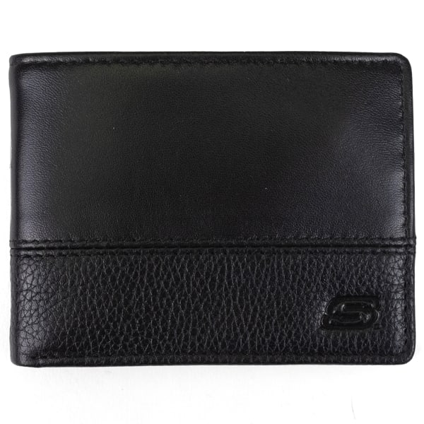 SKECHERS Men's Smooth Pebble Tonal Slimfold Leather Wallet