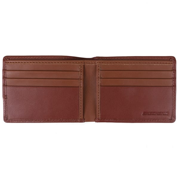 SKECHERS Men's Smooth Pebble Tonal Slimfold Leather Wallet