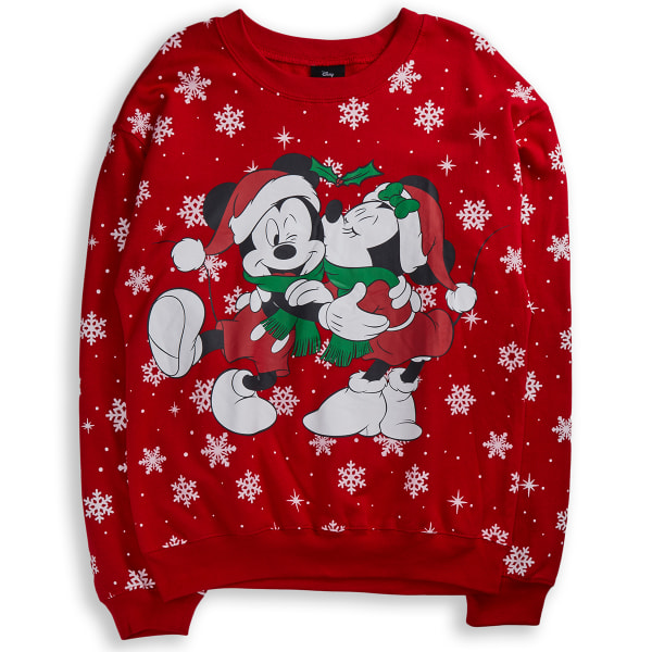 MICKEY MOUSE Juniors' Kissmas Crew Sweatshirt