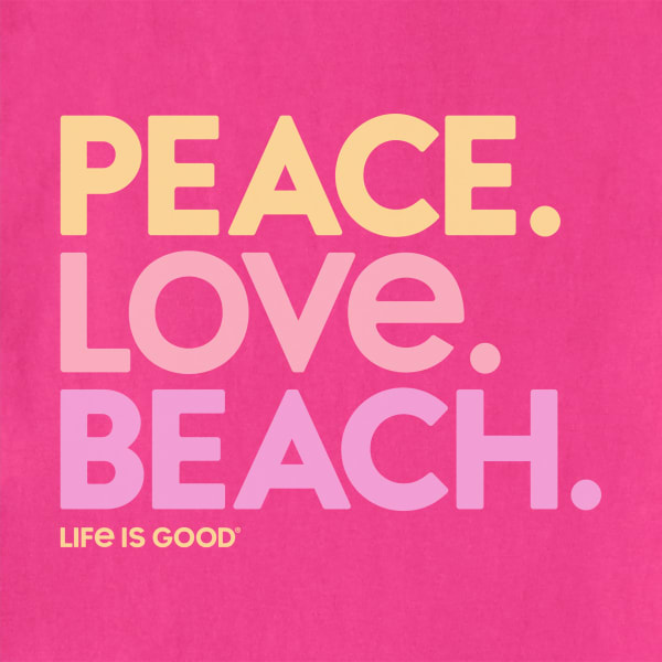 LIFE IS GOOD Women's Peace Love Beach Short-Sleeve Crusher Tee