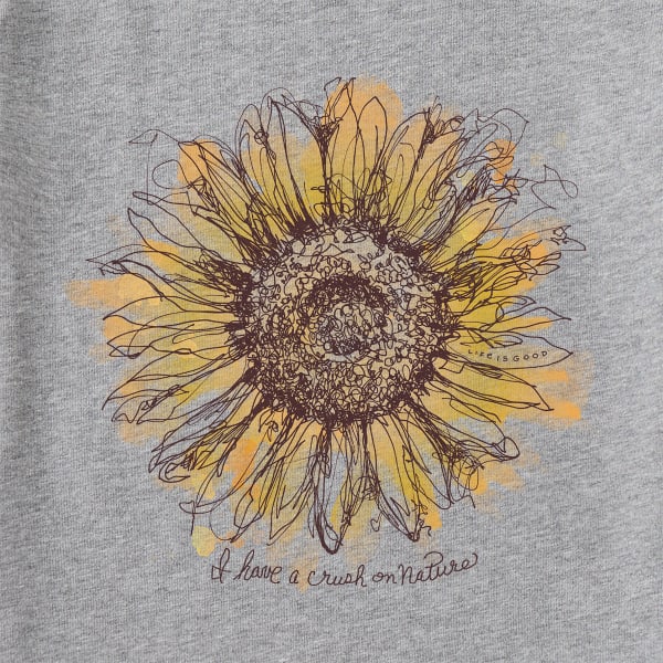 LIFE IS GOOD Women's Scribbled Sunflower Short-Sleeve Crusher Tee