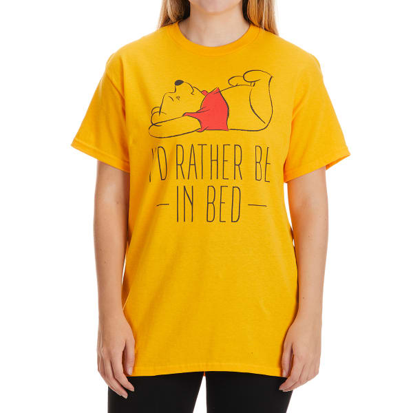WINNIE THE POOH Juniors' Rather Be In Bed Short-Sleeve Graphic Tee