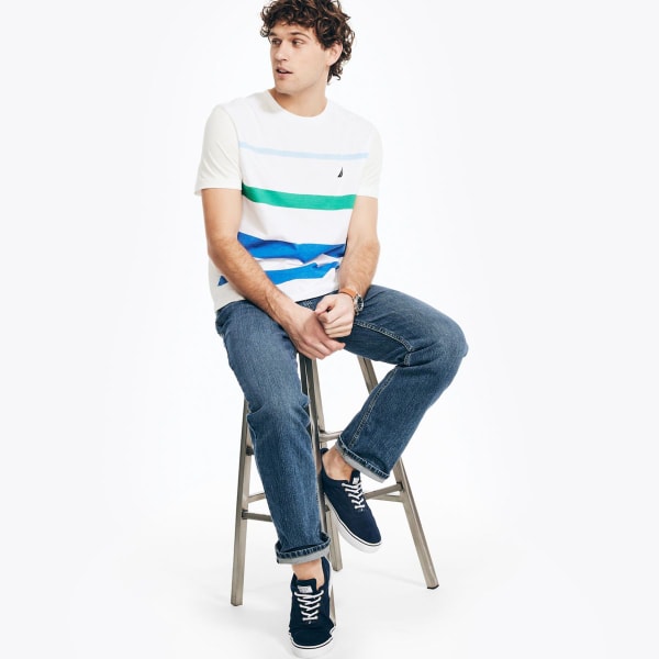 NAUTICA Men's Striped Short-Sleeve Crewneck Tee