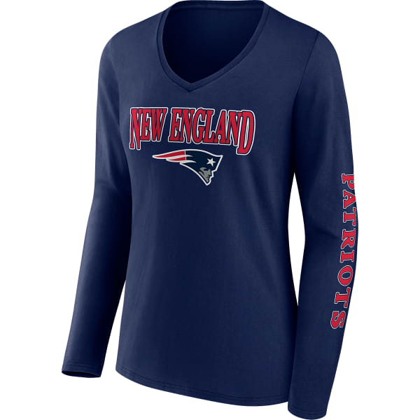 NEW ENGLAND PATRIOTS Women's Fanatics Wordmark Long-Sleeve V-Neck Tee