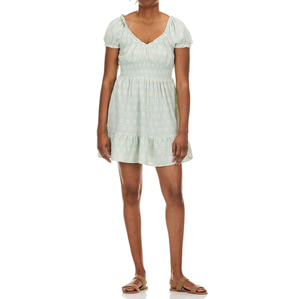 NO COMMENT Juniors' Emma Smocked Waist Dress