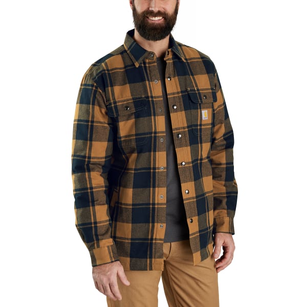 CARHARTT Men's Relaxed Fit Flannel Sherpa-Lined Jacket