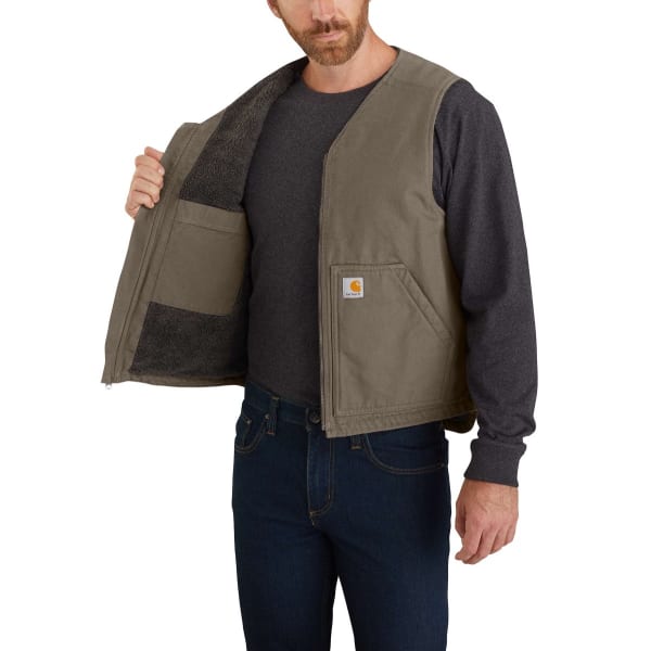 CARHARTT Men's 104394 Relaxed Fit Washed Duck Sherpa-Lined Vest