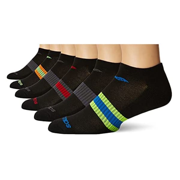 SAUCONY Men's No-Show Performance Socks, 6 Pack