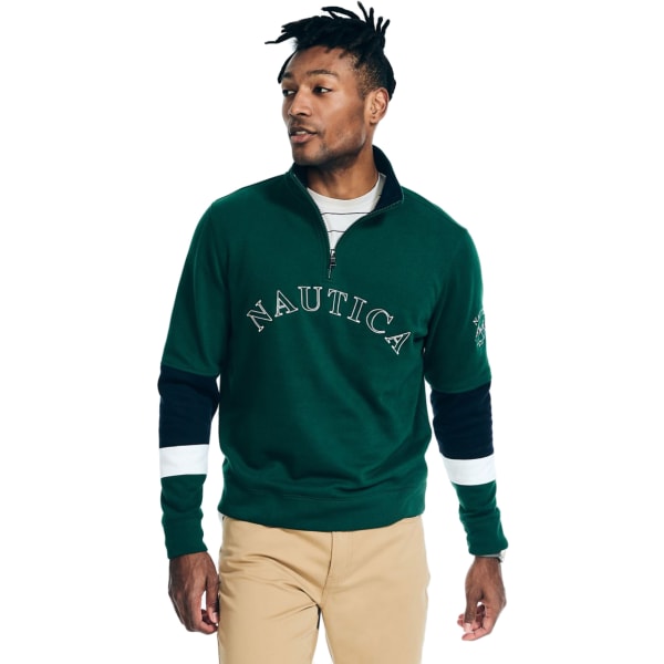 NAUTICA Men's Quarter-zip Colorblock 1/4-Zip Sweatshirt