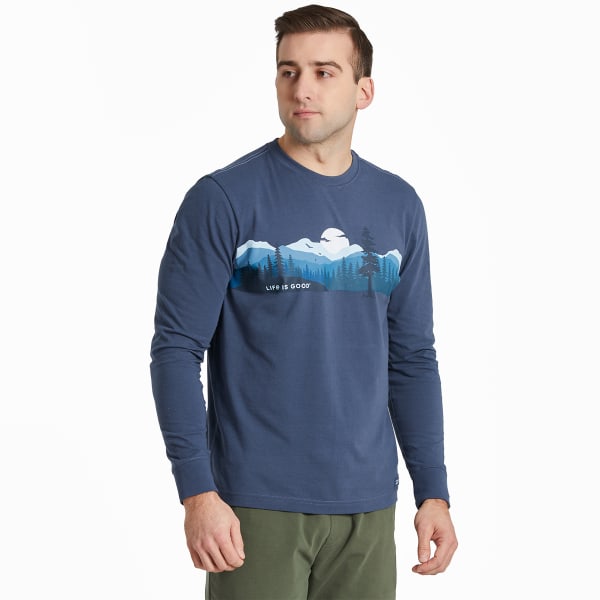 LIFE IS GOOD Men's Outdoor Mountain Landscape Long-Sleeve Crusher-LITE Tee