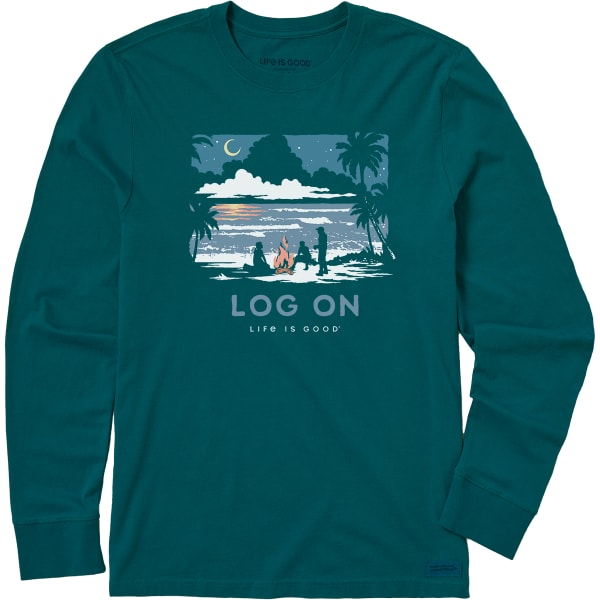 LIFE IS GOOD Men's Log On Bonfire Long-Sleeve Crusher-LITE Tee