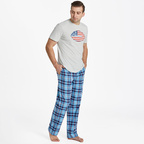 LIFE IS GOOD Men's Cool Blue Americana Plaid Classic Sleep Pants