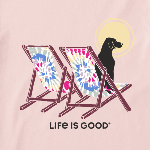 LIFE IS GOOD Women Tie Dye Dog Beach Chairs Short-Sleeve Vee