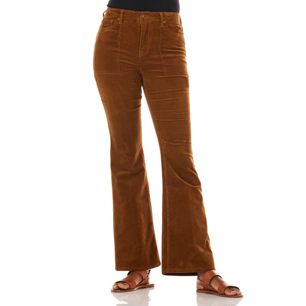 BLUE SPICE Juniors' Corduroy Utility Pockets Flare Pants