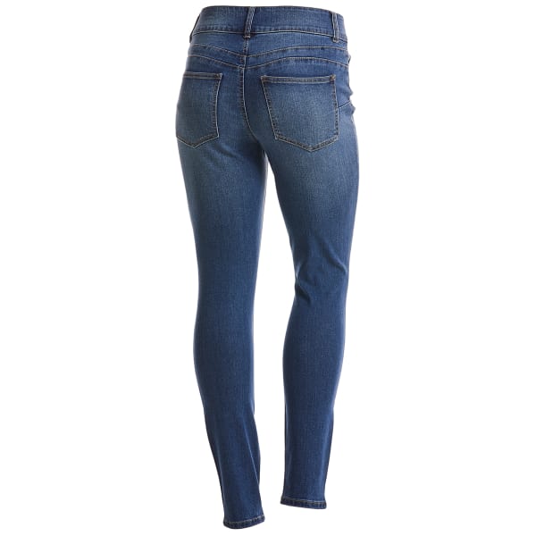 D JEANS Women's Super High-Waist Butt Lifter 2-Button Skinny Jeans