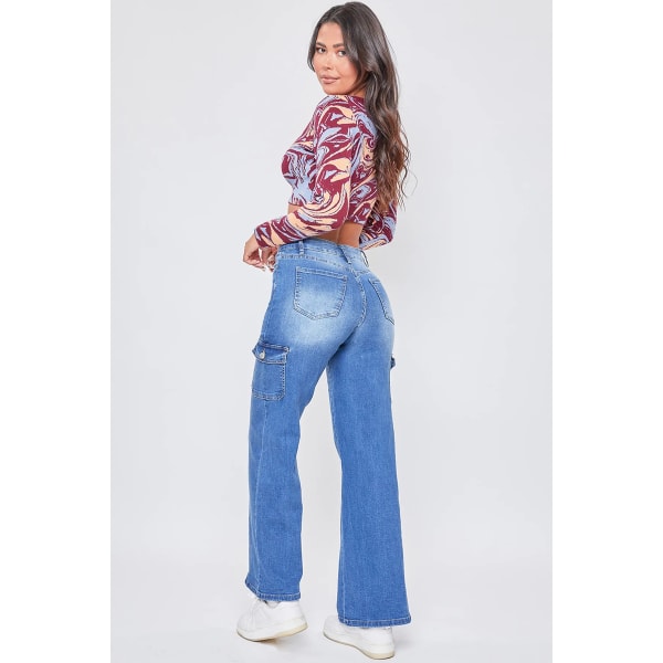 YMI Juniors' Skater Cargo Wide Leg Jeans