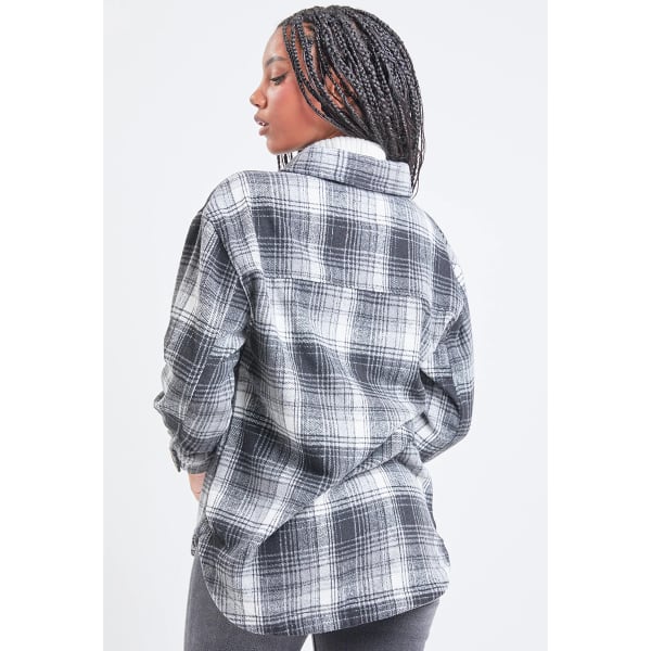 YMI Juniors' Oversized Plaid Flannel Shacket