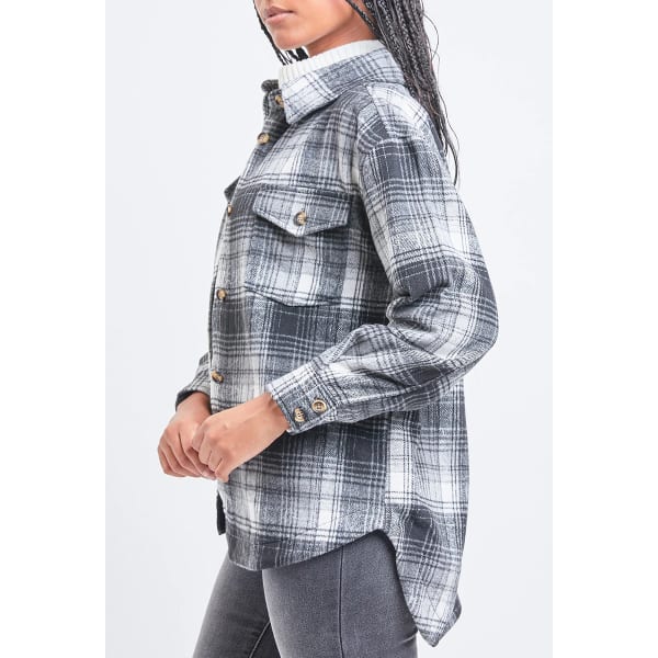 YMI Juniors' Oversized Plaid Flannel Shacket