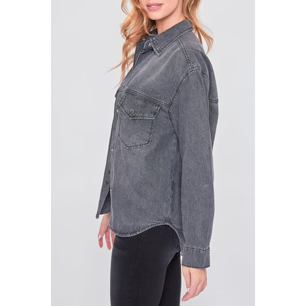 YMI Juniors' Long-Sleeve Denim Oversized Shacket