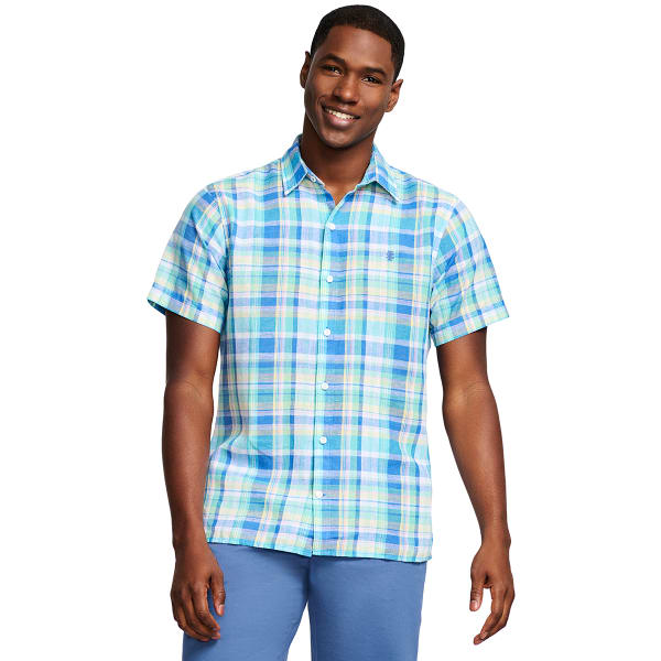 IZOD Men's Madras Short-Sleeve Button Down Shirt