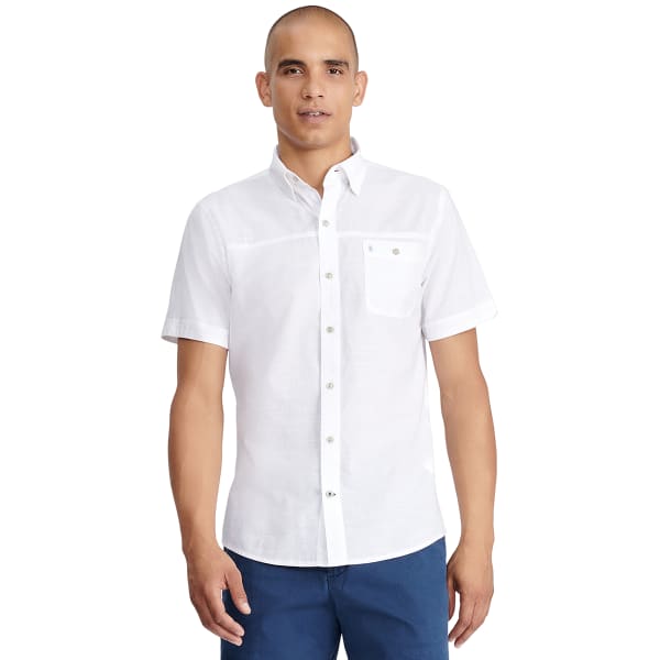 IZOD Men's Dockside Chambray Short Sleeve Button Down