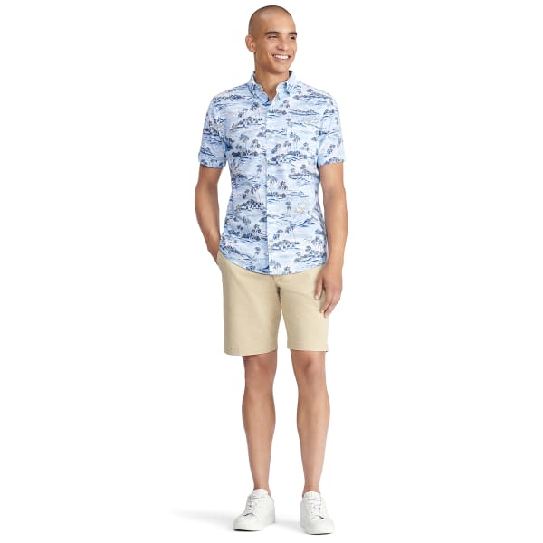 IZOD Men's Saltwater Chambray Classic Fit Short-Sleeve Button-Down