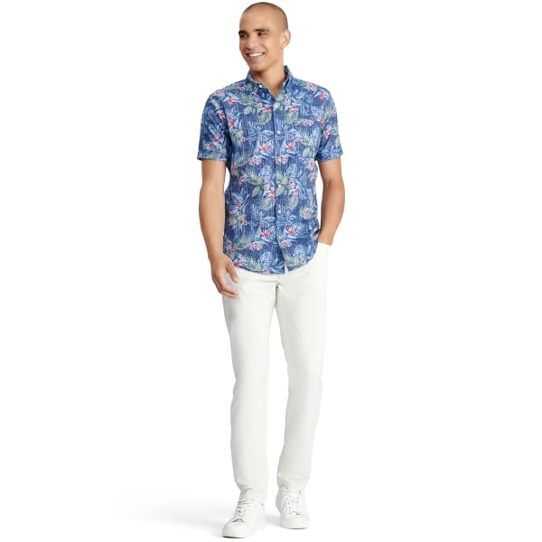 IZOD Men's Dockside Chambray Short-Sleeve Button Down