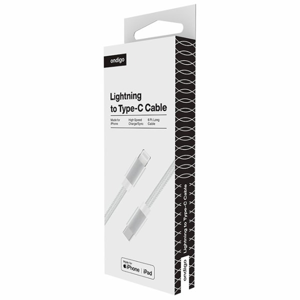 ONDIGO Type C to MFI Lightning Fast Charge & Data 6' Braided Armor Cable