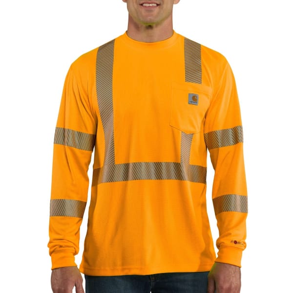 CARHARTT Men's 100496 High-Vis Force Relaxed Fit Lightweight Long-Sleeve Class 3 Pocket Tee, Extended Sizes