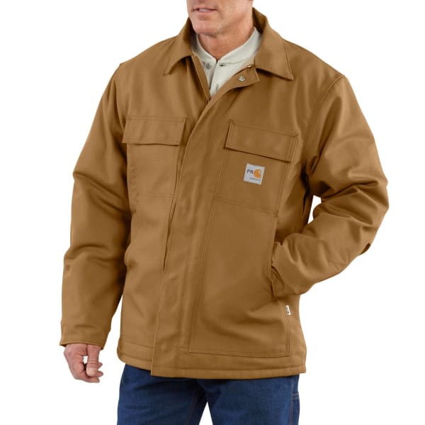 CARHARTT Men's 101618 Flame Resistant Loose Fit Firm Duck Insulated Traditional Coat, Extended Sizes