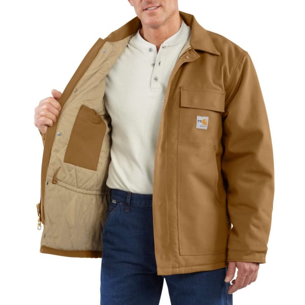 CARHARTT Men's 101618 Flame Resistant Loose Fit Firm Duck Insulated Traditional Coat, Extended Sizes