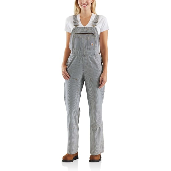 CARHARTT Women's 103042 Relaxed Fit Denim Railroad Stripe Bib Overalls