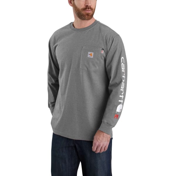 CARHARTT Men's 104130 Flame Resistant Force Loose Fit Lightweight Long-Sleeve Logo Graphic Tee, Extended Sizes