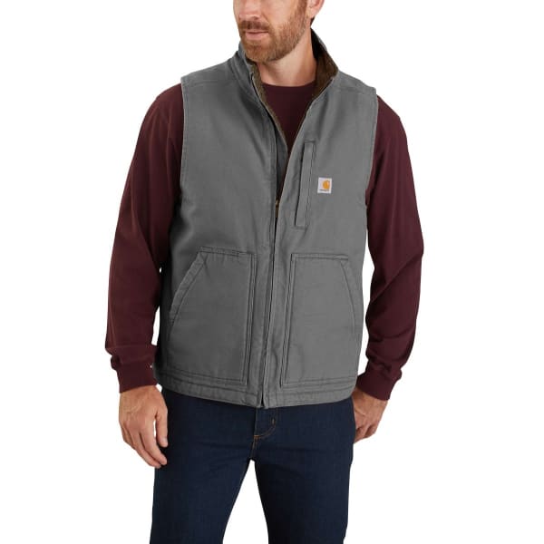 CARHARTT Men's 104277 Loose Fit Washed Duck Sherpa-Lined Mock-Neck Vest, Extended Sizes