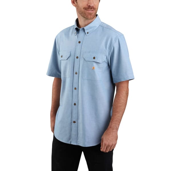 CARHARTT Men's 104369 Loose Fit Midweight Chambray Short-Sleeve Shirt, Extended Sizes