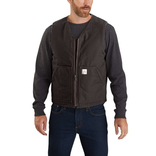 CARHARTT Men's 104394 Relaxed Fit Washed Duck Sherpa-Lined Vest, Extended Sizes