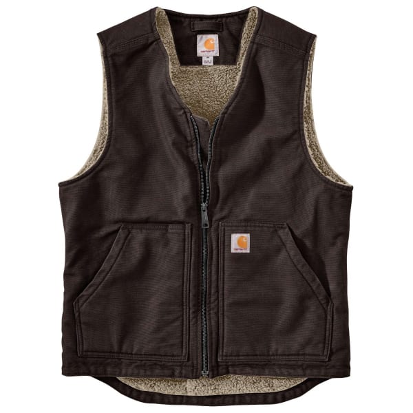 CARHARTT Men's 104394 Relaxed Fit Washed Duck Sherpa-Lined Vest, Extended Sizes