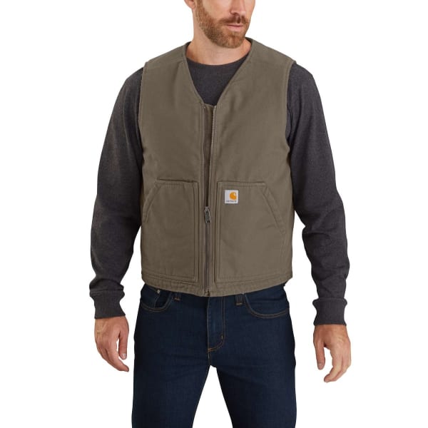 CARHARTT Men's 104394 Relaxed Fit Washed Duck Sherpa-Lined Vest, Extended Sizes