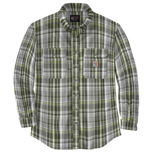 CARHARTT Men's 104507 Flame Resistant Force Rugged Flex Loose Fit Midweight Twill Plaid Shirt