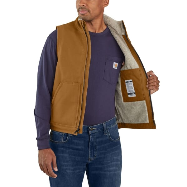 CARHARTT Men's 104981 Flame Resistant Relaxed Fit Duck Sherpa-Lined Mock Neck Vest, Extended Sizes