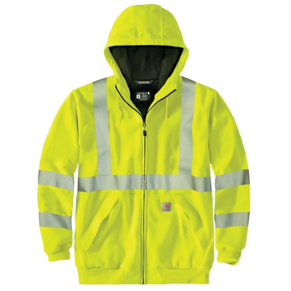 CARHARTT Men's 104988 High-Vis Rain Defender Loose Fit Midweight Thermal-Lined Full-Zip Class 3 Sweatshirt