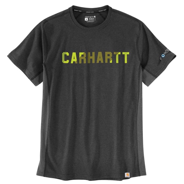 CARHARTT Men's 105203 Force Relaxed Fit Midweight Short-Sleeve Block Logo Graphic Tee, Extended Sizes