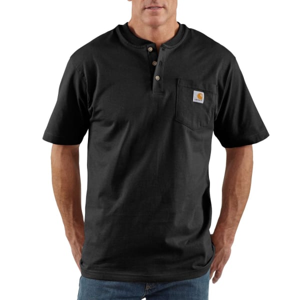 CARHARTT Men's K84 Loose Fit Heavyweight Short-Sleeve Pocket Henley Tee, Extended Sizes