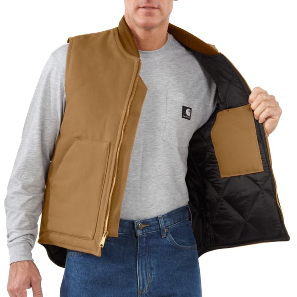 CARHARTT Men's V01 Relaxed Fit Firm Duck Insulated Rib Collar Vest, Extended Sizes