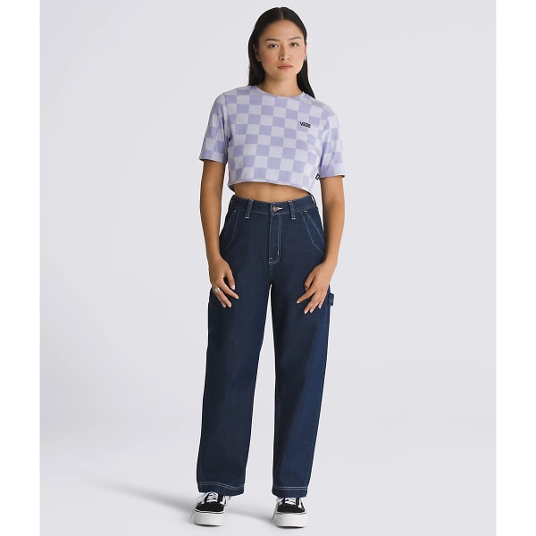 VANS Juniors' Check Crew Crop Short-Sleeve Tee